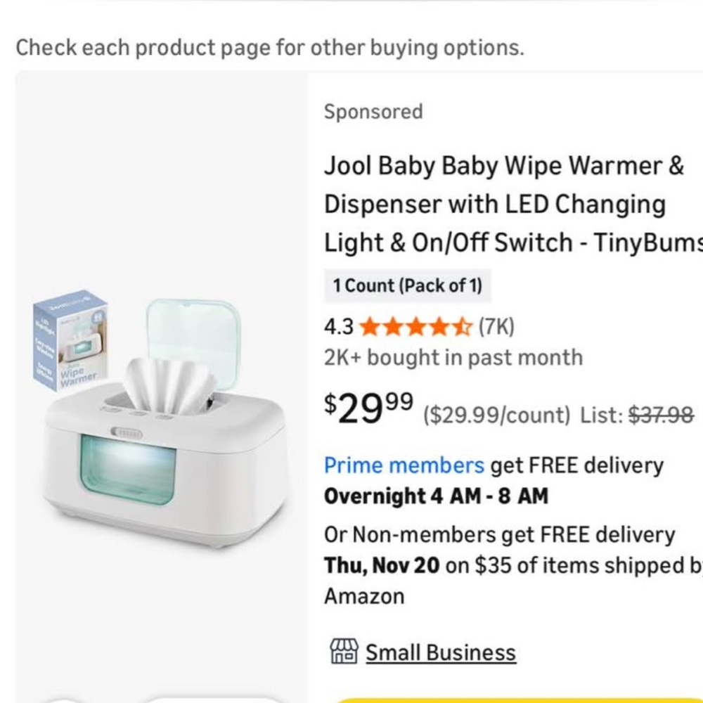 Jool Baby Wipe Warmer with LED Light